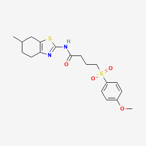molecular formula C19H24N2O4S2 B2734597 4-((4-methoxyphenyl)sulfonyl)-N-(6-methyl-4,5,6,7-tetrahydrobenzo[d]thiazol-2-yl)butanamide CAS No. 941878-84-8