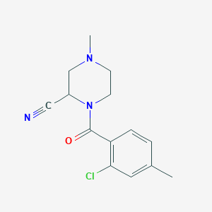 molecular formula C14H16ClN3O B2734598 1-(2-Chloro-4-methylbenzoyl)-4-methylpiperazine-2-carbonitrile CAS No. 1825462-32-5