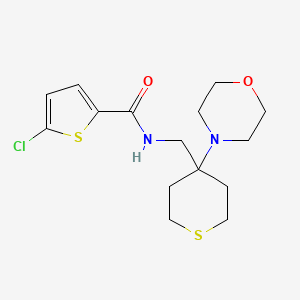 molecular formula C15H21ClN2O2S2 B2734601 5-Chloro-N-[(4-morpholin-4-ylthian-4-yl)methyl]thiophene-2-carboxamide CAS No. 2380070-75-5