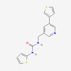 molecular formula C15H13N3OS2 B2734607 1-(Thiophen-2-yl)-3-((5-(thiophen-3-yl)pyridin-3-yl)methyl)urea CAS No. 1705496-71-4