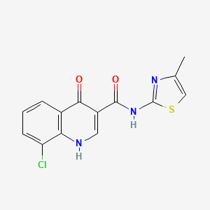 molecular formula C14H10ClN3O2S B2734609 8-chloro-4-hydroxy-N-(4-methylthiazol-2-yl)quinoline-3-carboxamide CAS No. 951930-56-6