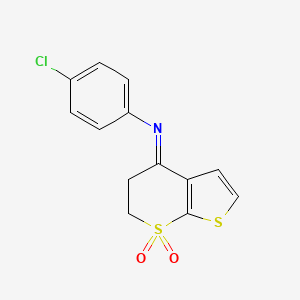 molecular formula C13H10ClNO2S2 B2734610 N-(4-氯苯基)-7,7-二氧-5,6-二氢噻吩并[2,3-b]噻吩-4-亚胺 CAS No. 478043-45-7