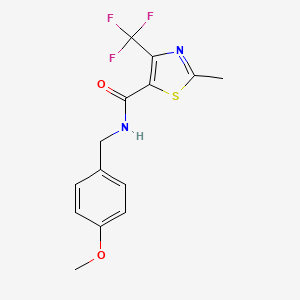 molecular formula C14H13F3N2O2S B2734612 N-(4-methoxybenzyl)-2-methyl-4-(trifluoromethyl)-1,3-thiazole-5-carboxamide CAS No. 338793-11-6