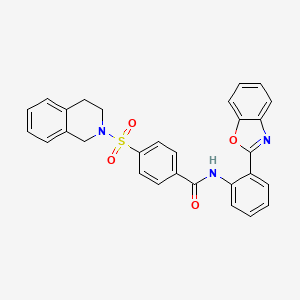 molecular formula C29H23N3O4S B2734613 N-(2-(苯并[d]噁唑-2-基)苯基)-4-((3,4-二氢异喹啉-2(1H)-基)磺酰)苯甲酰胺 CAS No. 477567-06-9