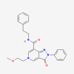 molecular formula C24H24N4O3 B2734619 5-(2-methoxyethyl)-3-oxo-N-phenethyl-2-phenyl-3,5-dihydro-2H-pyrazolo[4,3-c]pyridine-7-carboxamide CAS No. 921579-92-2