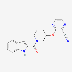 molecular formula C19H17N5O2 B2734622 3-((1-(1H-indole-2-carbonyl)piperidin-3-yl)oxy)pyrazine-2-carbonitrile CAS No. 2034485-28-2