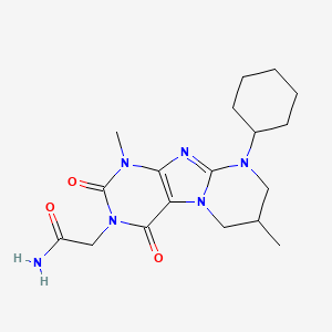 molecular formula C18H26N6O3 B2734625 2-(9-cyclohexyl-1,7-dimethyl-2,4-dioxo-7,8-dihydro-6H-purino[7,8-a]pyrimidin-3-yl)acetamide CAS No. 876899-48-8