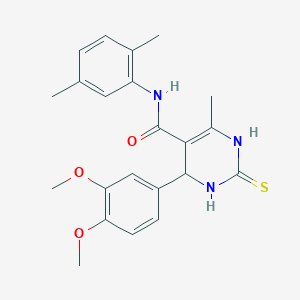 molecular formula C22H25N3O3S B2734627 4-(3,4-dimethoxyphenyl)-N-(2,5-dimethylphenyl)-6-methyl-2-thioxo-1,2,3,4-tetrahydropyrimidine-5-carboxamide CAS No. 537679-99-5