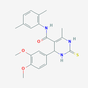 molecular formula C22H25N3O3S B2734627 4-(3,4-dimethoxyphenyl)-N-(2,5-dimethylphenyl)-6-methyl-2-sulfanylidene-1,2,3,4-tetrahydropyrimidine-5-carboxamide CAS No. 537679-99-5