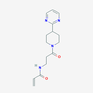 B2734632 N-[3-Oxo-3-(4-pyrimidin-2-ylpiperidin-1-yl)propyl]prop-2-enamide CAS No. 2361695-94-3