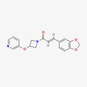 molecular formula C18H16N2O4 B2734637 (E)-3-(benzo[d][1,3]dioxol-5-yl)-1-(3-(pyridin-3-yloxy)azetidin-1-yl)prop-2-en-1-one CAS No. 1904609-36-4