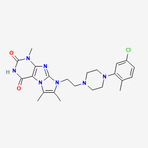 molecular formula C23H28ClN7O2 B2734642 8-(2-(4-(5-chloro-2-methylphenyl)piperazin-1-yl)ethyl)-1,6,7-trimethyl-1H-imidazo[2,1-f]purine-2,4(3H,8H)-dione CAS No. 923140-24-3