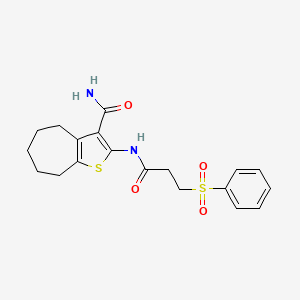 molecular formula C19H22N2O4S2 B2734657 2-(3-(phenylsulfonyl)propanamido)-5,6,7,8-tetrahydro-4H-cyclohepta[b]thiophene-3-carboxamide CAS No. 868676-58-8