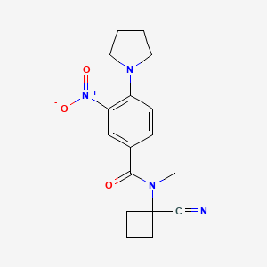molecular formula C17H20N4O3 B2734667 N-(1-cyanocyclobutyl)-N-methyl-3-nitro-4-(pyrrolidin-1-yl)benzamide CAS No. 1258739-07-9