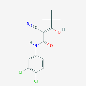 molecular formula C14H14Cl2N2O2 B2734669 (2E)-2-{[(3,4-二氯苯基)氨基](羟基)甲亚基}-4,4-二甲基-3-氧代戊腈 CAS No. 1024696-02-3