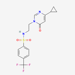 molecular formula C16H16F3N3O3S B2734670 N-[2-(4-cyclopropyl-6-oxo-1,6-dihydropyrimidin-1-yl)ethyl]-4-(trifluoromethyl)benzene-1-sulfonamide CAS No. 2097892-71-0