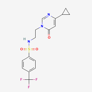 molecular formula C16H16F3N3O3S B2734670 N-[2-(4-环丙基-6-氧代-1,6-二氢嘧啶-1-基)乙基]-4-(三氟甲基)苯-1-磺酰胺 CAS No. 2097892-71-0