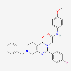 molecular formula C29H27FN4O3 B2734673 2-[7-benzyl-2-(4-fluorophenyl)-4-oxo-3H,4H,5H,6H,7H,8H-pyrido[3,4-d]pyrimidin-3-yl]-N-(4-methoxyphenyl)acetamide CAS No. 1189907-29-6