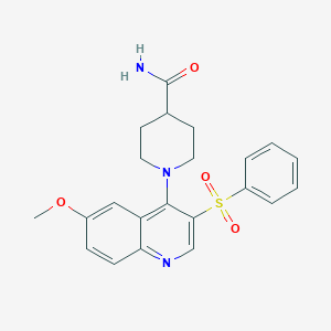 1-[3-(Benzenesulfonyl)-6-methoxyquinolin-4-yl]piperidine-4-carboxamide