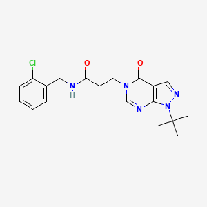 molecular formula C19H22ClN5O2 B2734681 3-(1-(叔丁基)-4-氧代-1H-吡唑并[3,4-d]嘧啶-5(4H)-基)-N-(2-氯苯甲基)丙酰胺 CAS No. 946259-43-4