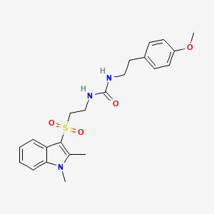 molecular formula C22H27N3O4S B2734768 1-(2-((1,2-dimethyl-1H-indol-3-yl)sulfonyl)ethyl)-3-(4-methoxyphenethyl)urea CAS No. 946350-98-7