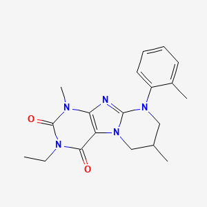 molecular formula C19H23N5O2 B2734781 3-ethyl-1,7-dimethyl-9-(2-methylphenyl)-7,8-dihydro-6H-purino[7,8-a]pyrimidine-2,4-dione CAS No. 893962-01-1