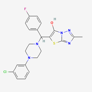 molecular formula C22H21ClFN5OS B2734782 5-((4-(3-Chlorophenyl)piperazin-1-yl)(4-fluorophenyl)methyl)-2-methylthiazolo[3,2-b][1,2,4]triazol-6-ol CAS No. 851810-81-6