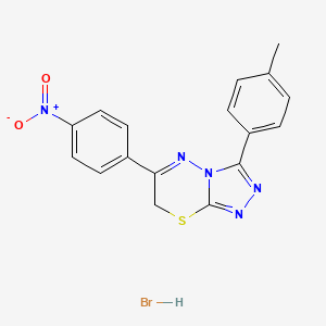molecular formula C17H14BrN5O2S B2734795 6-(4-nitrophenyl)-3-(p-tolyl)-7H-[1,2,4]triazolo[3,4-b][1,3,4]thiadiazine hydrobromide CAS No. 1179384-62-3