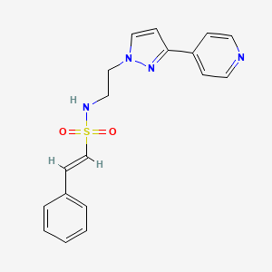 molecular formula C18H18N4O2S B2734796 (E)-2-phenyl-N-(2-(3-(pyridin-4-yl)-1H-pyrazol-1-yl)ethyl)ethenesulfonamide CAS No. 1448140-80-4