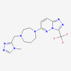 molecular formula C15H18F3N9 B2734799 6-[4-[(4-Methyl-1,2,4-triazol-3-yl)methyl]-1,4-diazepan-1-yl]-3-(trifluoromethyl)-[1,2,4]triazolo[4,3-b]pyridazine CAS No. 2380097-30-1