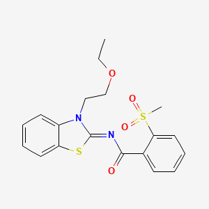 molecular formula C19H20N2O4S2 B2734804 (E)-N-(3-(2-ethoxyethyl)benzo[d]thiazol-2(3H)-ylidene)-2-(methylsulfonyl)benzamide CAS No. 896274-00-3