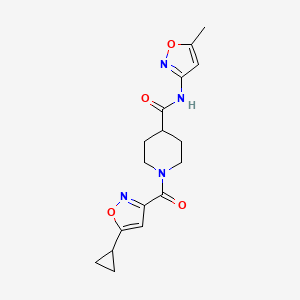 molecular formula C17H20N4O4 B2734809 1-(5-环丙基异噁唑-3-甲酰)-N-(5-甲基异噁唑-3-基)哌啶-4-甲酰胺 CAS No. 1251615-75-4