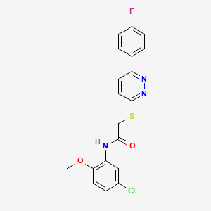 molecular formula C19H15ClFN3O2S B2734818 N-(5-氯-2-甲氧基苯基)-2-[6-(4-氟苯基)吡啶-3-基]硫代乙酰胺 CAS No. 921056-96-4