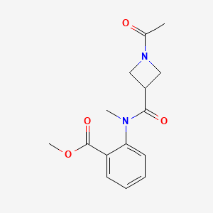 molecular formula C15H18N2O4 B2734819 甲基 2-(1-乙酰-N-甲基氮杂环丁烷-3-羧酰胺)苯甲酸酯 CAS No. 1421524-10-8