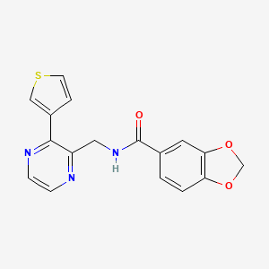 molecular formula C17H13N3O3S B2734820 N-((3-(噻吩-3-基)吡嗪-2-基)甲基)苯并[d][1,3]二噁烯-5-甲酰胺 CAS No. 2034496-74-5