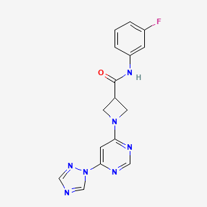 molecular formula C16H14FN7O B2734823 1-(6-(1H-1,2,4-三唑-1-基)嘧啶-4-基)-N-(3-氟苯基)氮杂环丁烷-3-甲酰胺 CAS No. 2034583-43-0
