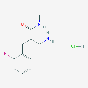 molecular formula C11H16ClFN2O B2734825 3-氨基-2-[(2-氟苯基)甲基]-N-甲基丙酰胺盐酸盐 CAS No. 1909319-94-3