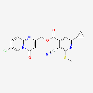 molecular formula C20H15ClN4O3S B2734831 {7-chloro-4-oxo-4H-pyrido[1,2-a]pyrimidin-2-yl}methyl 3-cyano-6-cyclopropyl-2-(methylsulfanyl)pyridine-4-carboxylate CAS No. 1147371-67-2