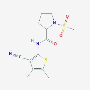 molecular formula C13H17N3O3S2 B2734832 N-(3-cyano-4,5-dimethylthiophen-2-yl)-1-(methylsulfonyl)pyrrolidine-2-carboxamide CAS No. 1236258-18-6