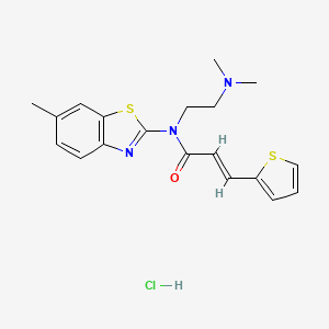 molecular formula C19H22ClN3OS2 B2734836 (E)-N-(2-(二甲基氨基)乙基)-N-(6-甲基苯并[d]噻唑-2-基)-3-(噻吩-2-基)丙烯酰胺盐酸盐 CAS No. 1052539-02-2
