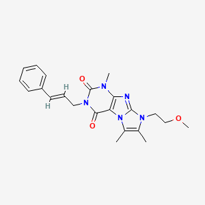molecular formula C22H25N5O3 B2734837 6-(2-methoxyethyl)-4,7,8-trimethyl-2-[(E)-3-phenylprop-2-enyl]purino[7,8-a]imidazole-1,3-dione CAS No. 876676-21-0