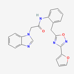 molecular formula C22H17N5O3 B2734839 2-(1H-1,3-benzodiazol-1-yl)-N-(2-{[3-(furan-2-yl)-1,2,4-oxadiazol-5-yl]methyl}phenyl)acetamide CAS No. 1798018-67-3