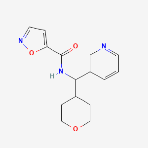 molecular formula C15H17N3O3 B2734842 N-(pyridin-3-yl(tetrahydro-2H-pyran-4-yl)methyl)isoxazole-5-carboxamide CAS No. 2034455-97-3