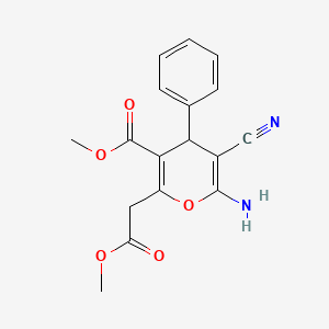 molecular formula C17H16N2O5 B2734844 methyl 6-amino-5-cyano-2-(2-methoxy-2-oxoethyl)-4-phenyl-4H-pyran-3-carboxylate CAS No. 547769-51-7