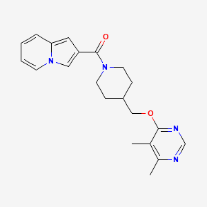 molecular formula C21H24N4O2 B2734849 (4-(((5,6-二甲基嘧啶-4-基)氧基)甲基哌啶-1-基)(吲哚并[2,3-b]吲哚-2-基)甲酮 CAS No. 2320217-56-7