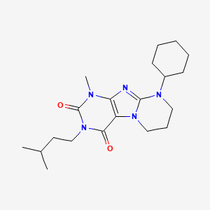 molecular formula C20H31N5O2 B2734856 9-环己基-1-甲基-3-(3-甲基丁基)-7,8-二氢-6H-嘌呤[7,8-a]嘧啶-2,4-二酮 CAS No. 850236-24-7