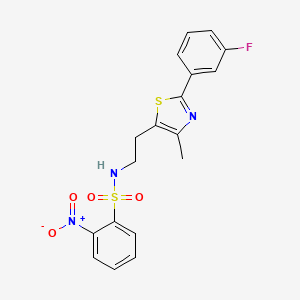 molecular formula C18H16FN3O4S2 B2734857 N-(2-(2-(3-氟苯基)-4-甲基噻唑-5-基)乙基)-2-硝基苯磺酰胺 CAS No. 923217-27-0