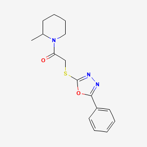 B2734868 2-Methyl-1-{[(5-phenyl-1,3,4-oxadiazol-2-yl)thio]acetyl}piperidine CAS No. 484694-53-3