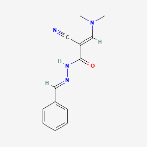 molecular formula C13H14N4O B2734869 2-氰基-3-(二甲胺)-N'-(苯基甲亚)丙烯酰肼 CAS No. 338779-05-8