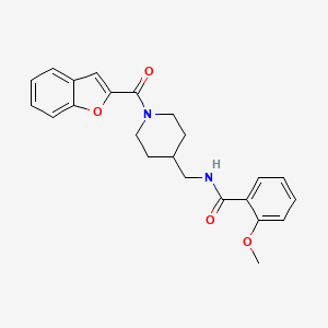 molecular formula C23H24N2O4 B2734873 N-((1-(苯并呋喃-2-甲酰)哌啶-4-基)甲基)-2-甲氧基苯甲酰胺 CAS No. 1235155-28-8